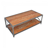Angle Industrial French Style Metal Coffee Table Natural 120x60cm